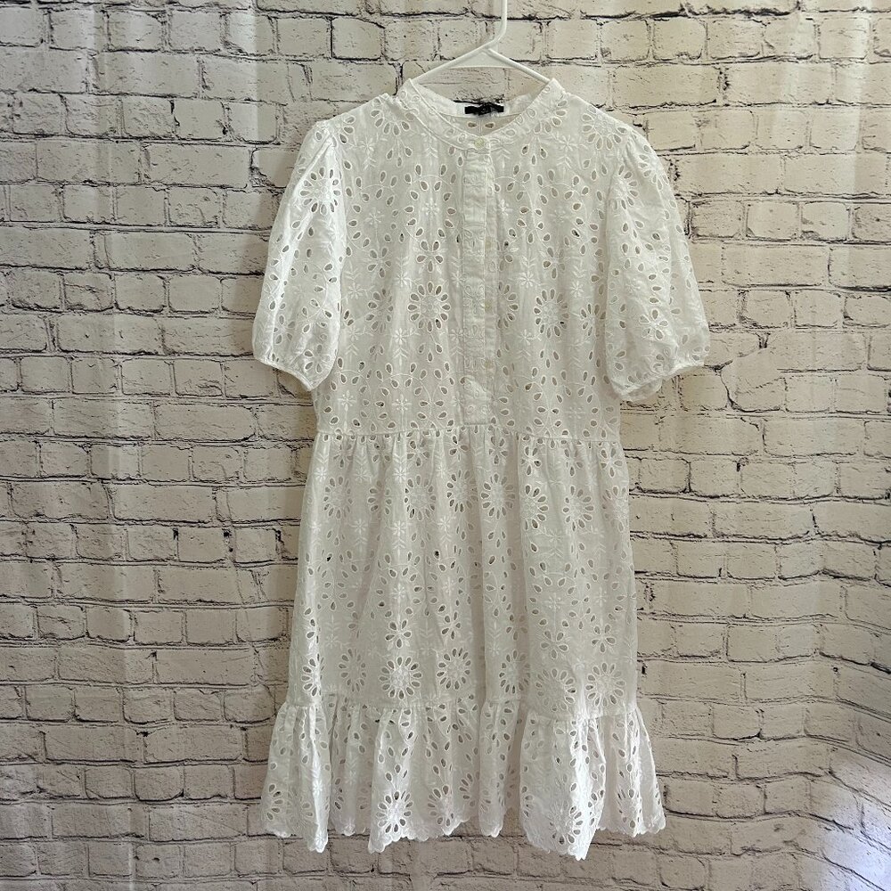 Ladies J. Crew puff sleeve eyelet dress Size 8